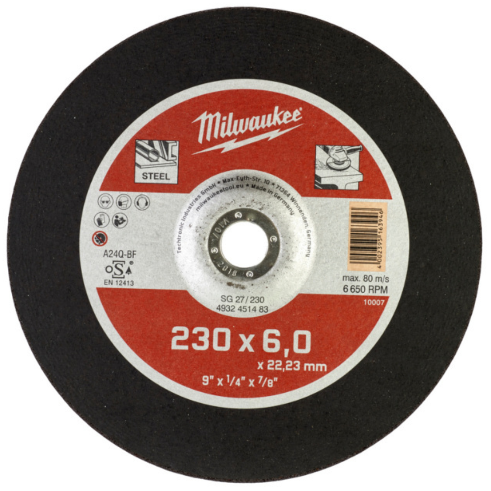 Milwaukee - Disk za brušenje metala, 230 x 6 x 22,2 mm, Contractor - 4932451483