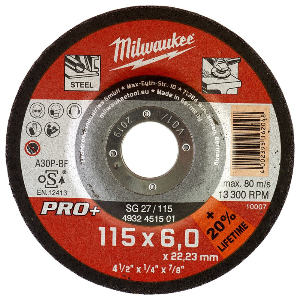 Milwaukee - Brusni disk za metala, 115 x 6 x 22,23 mm, Pro+ - 4932451501