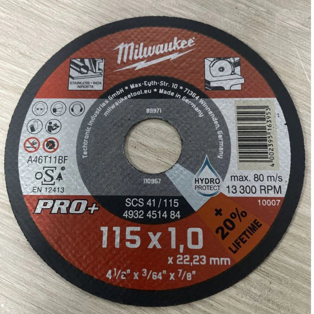 Milwaukee - Rezna ploča za sečenje metala, 115 x 1 x 22,2 mm,Pro+ - 4932451484