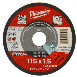 Milwaukee - Rezna ploča za sečenje metala, 115 x 1,5 x 22,2 mm,Pro+ - 4932451486