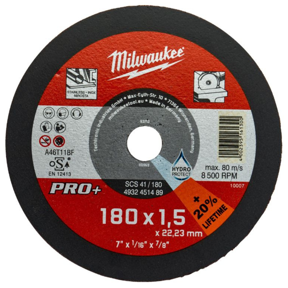 Milwaukee - Rezna ploča za sečenje metala, 180 x 1,5 x 22,23 mm,Pro+ - 4932451489