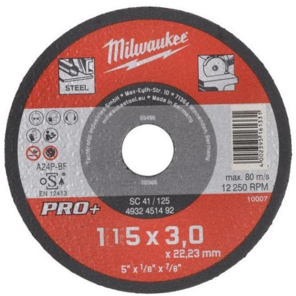 Milwaukee - Rezna ploča za sečenje metala, 115 x 3 x 22,23 mm,Pro+ - 4932451491
