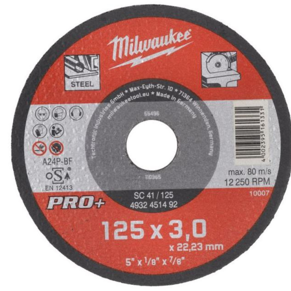 Milwaukee - Rezna ploča za sečenje metala, 125 x 3 x 22,23 mm,Pro+ - 4932451492