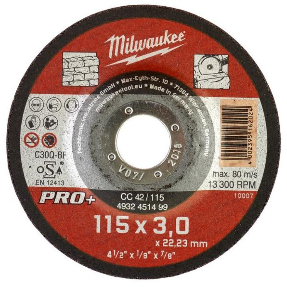 Milwaukee - Rezna ploča za sečenje kamena, 115 x 3 x 22,23 mm, Pro+ - 4932451499