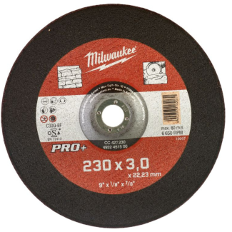 Milwaukee - Rezna ploča za sečenje kamena, 230 x 3 x 22,23 mm, Pro+ - 4932451500