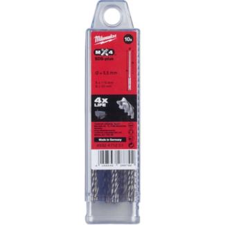 MILWAUKEE - Set burgija za beton MX4, 4-rezna, SDS-Plus, 5,5 x 50/115 mm, 10 kom - 4932471251