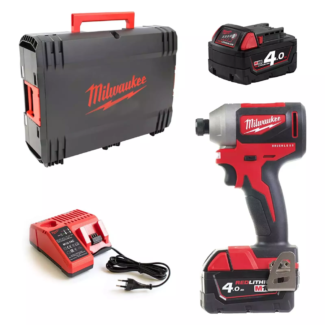 Milwaukee - Udarni odvijač bez četkica 1/4" HEX 18 V, 4,0 Ah, u kutiji, sa 2 baterije i punjačem M18 CBLID-402C - 4933464534