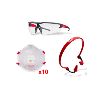 Milwaukee Stolarski komplet PPE - čepići za uši, zaštitne naočare, maske sa ventilom FFP2, 4932492068