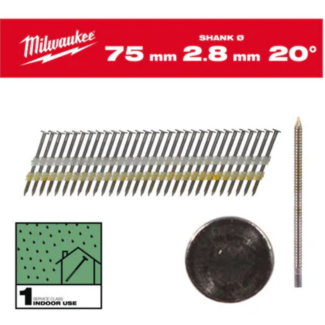 MILWAUKEE - Ekseri sa okruglom glavom 2,8 x 75 mm, 20°, SC-1, 2000 kom - 4932492588
