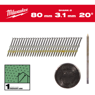 MILWAUKEE - Ekseri sa okruglom glavom 3,1 x 80 mm, 20°, SC-1, 1750 kom - 4932492589