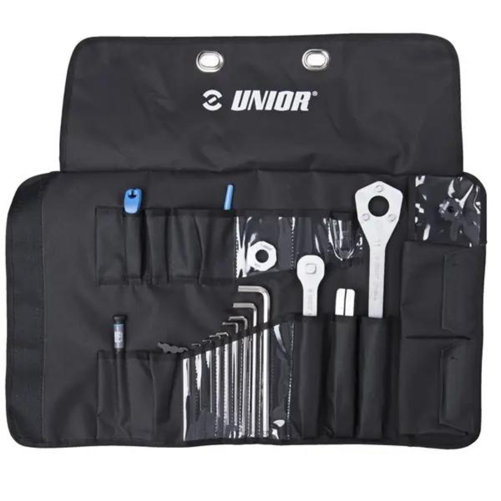 Unior - Profesionalni set od 18 alata za bicikle u rol torbici, za terenski rad - 628715