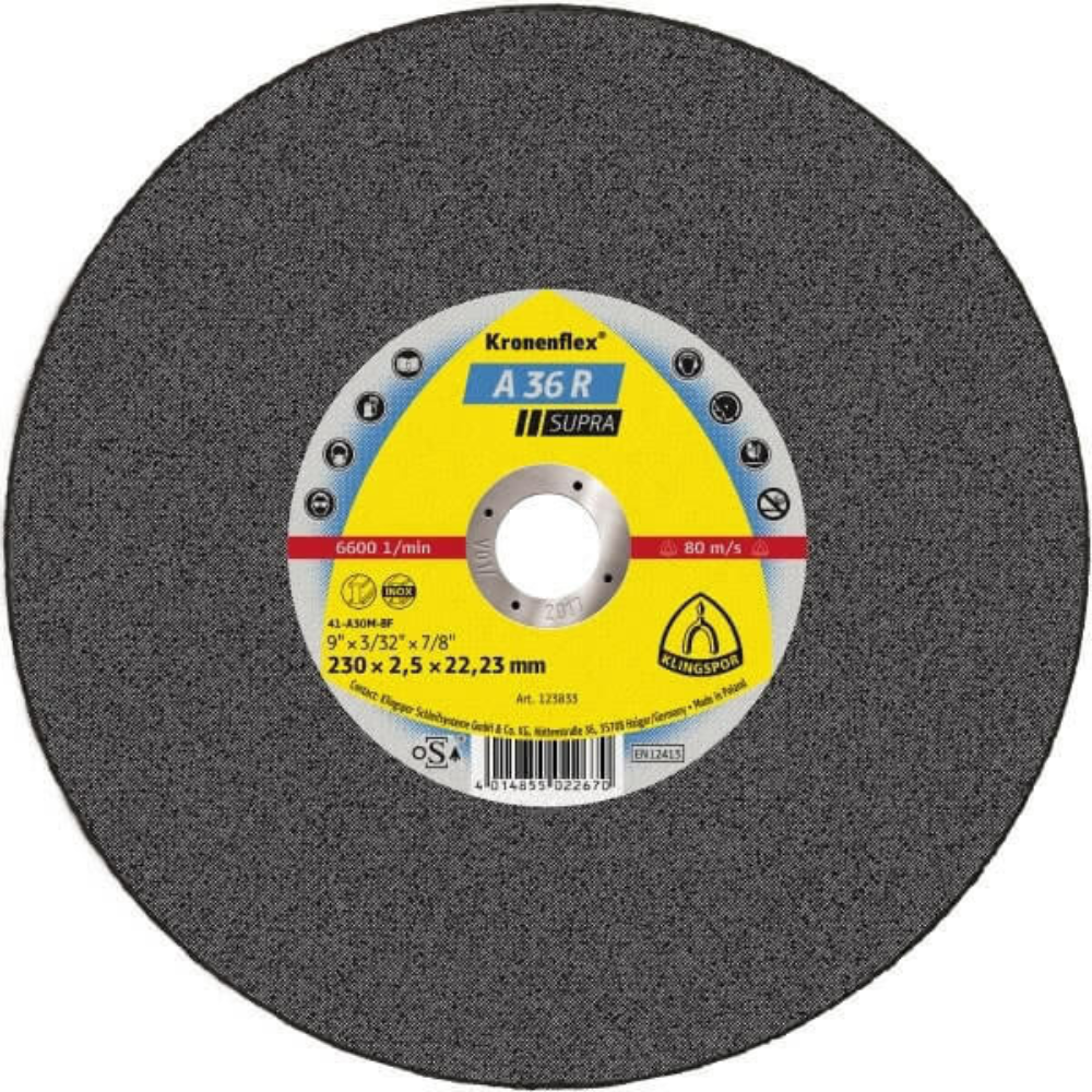 Klingspor - Rezna ploča, 230 x 2,5 x 22,23 mm, ravna, A 36 R - 123833