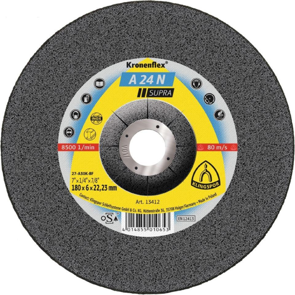 Klingspor - Klingspor A 24 N brusne ploče, 180 x 6 x 22,23 mm zglavkast - 13412