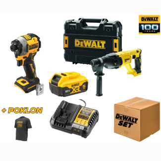 DeWALT - 100 years Set dva aku alata DCH133NT + DCF850N, 1x 5.0Ah, 18V + poklon majica - DWSET4