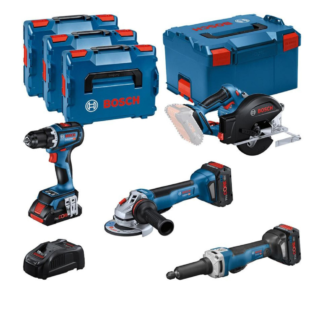 Bosch - Set 4 akumulatorska alata 18V, bušilica, ugaona brusilica, kružna testera, ravna/čeona brusilica,ProCore baterije 1x 4.0Ah i 2x 5.5Ah Punjač baterija Gal 1880Cv u koferu - 0615990N3A