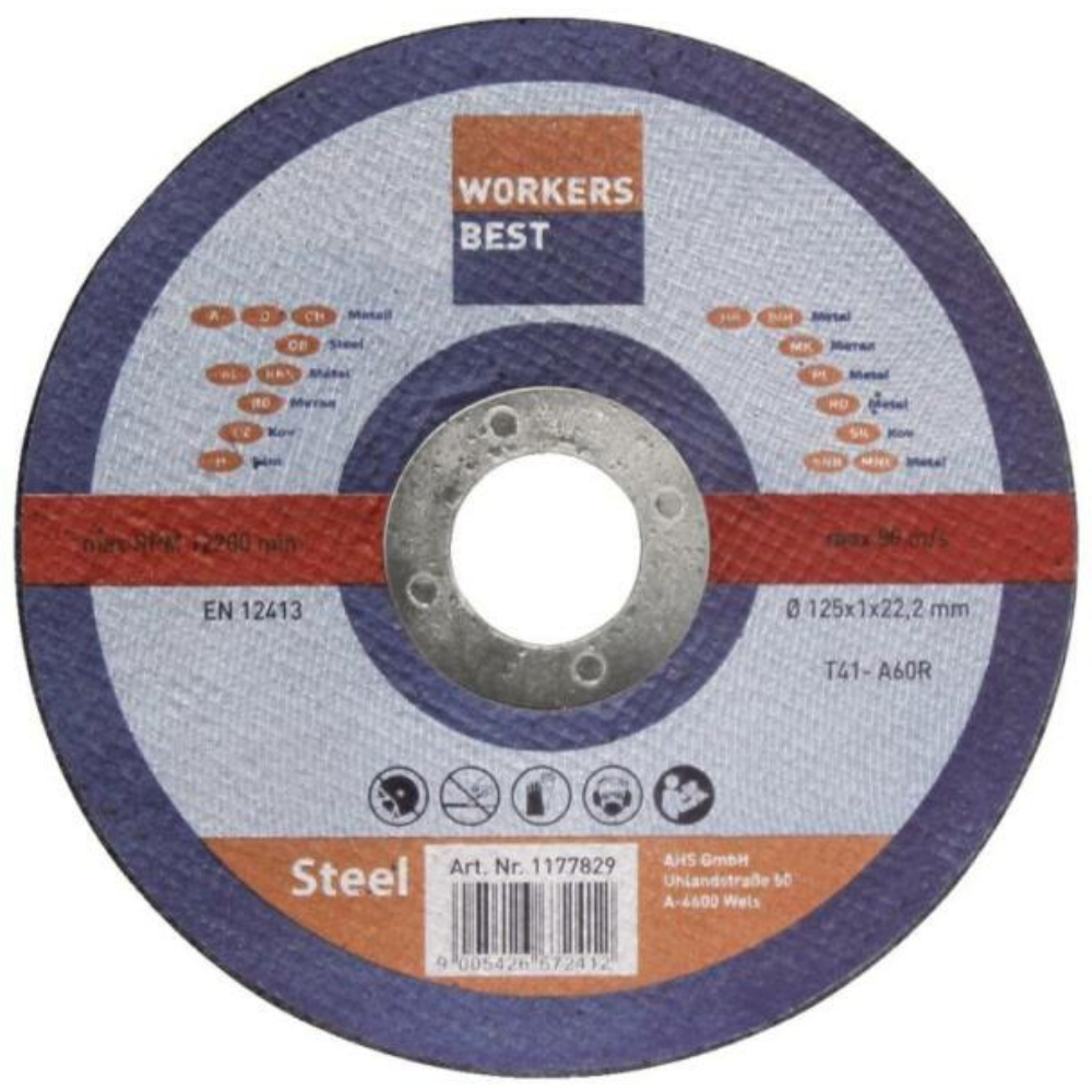Workers Best - Rezne ploče za metal, 125x1x22,23mm - 5 kom/kutija - WBS1177829