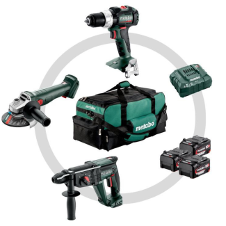Metabo - Set Aku udarna bušilica, ugaona brusilica, kombinovani čekić - 6852120006