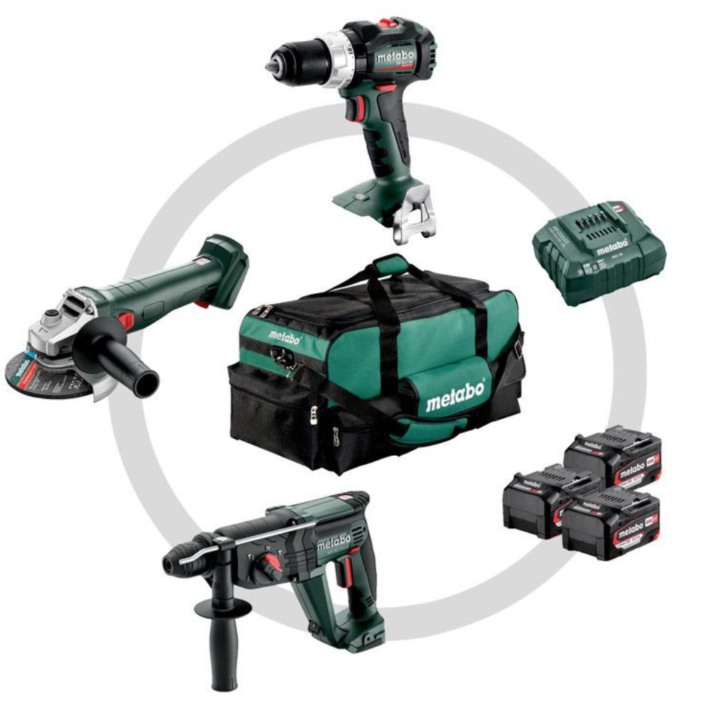 Metabo - Set Aku udarna bušilica, ugaona brusilica, kombinovani čekić - 6852120006