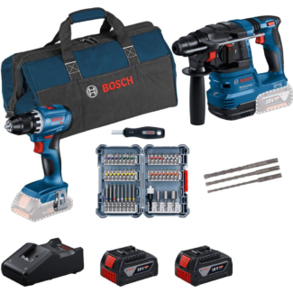 Bosch - Akumulatorski set GBH 18V-22 + GSR 18V-45 + 2 x 18V 5,0Ah + torba i set pribora - 0615V0003D