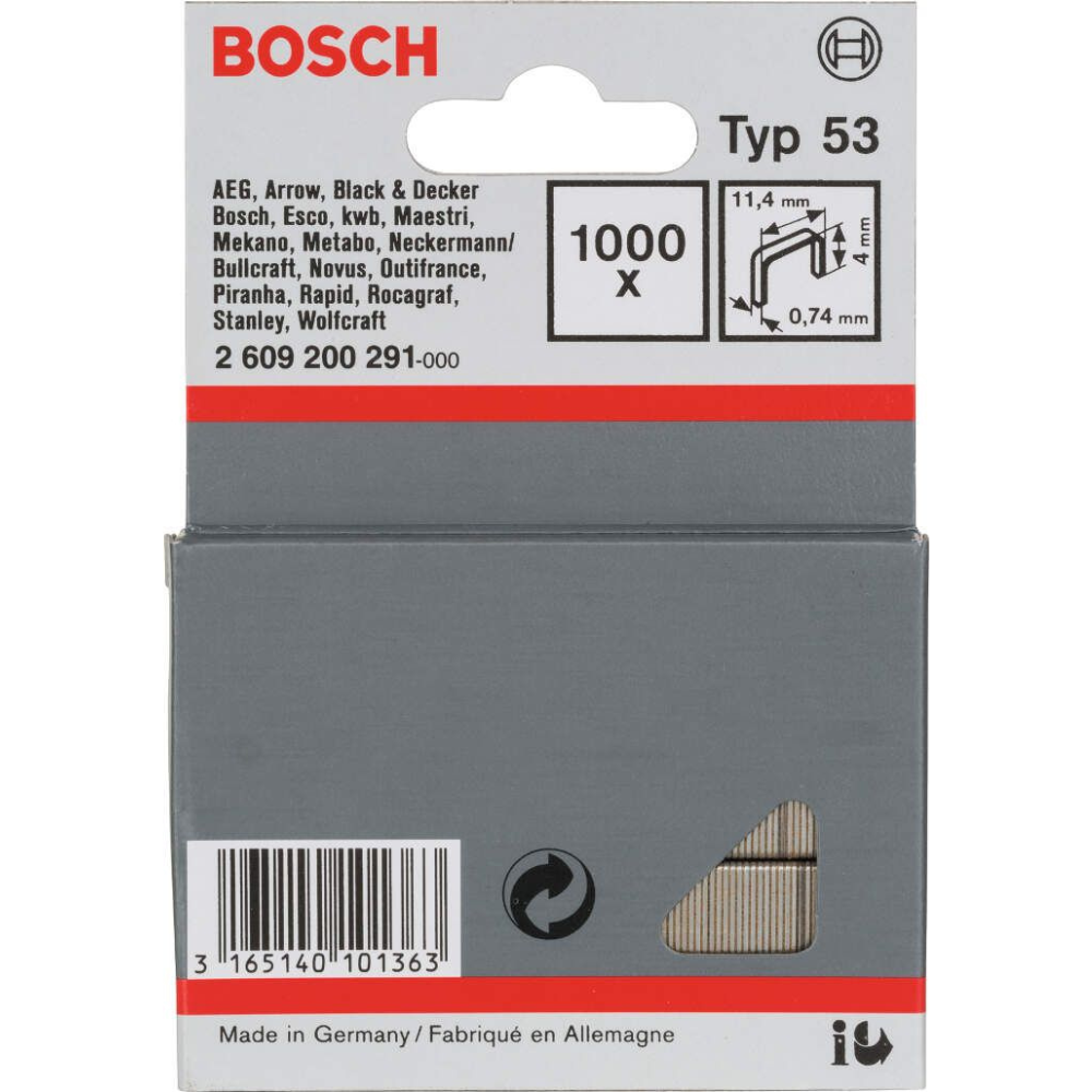Bosch - Spajalica od tanke žice tip 53 11,4 x 0,74 x 4 mm - 2609200291