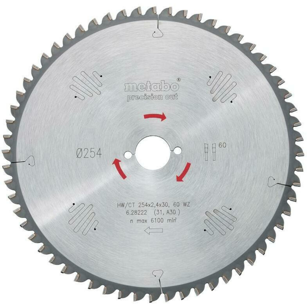 Metabo - List za cirkularnu testeru „Precision Cut Wood Professional“, 254 × 30 mm, Z60, WZ, 5° - 628222000