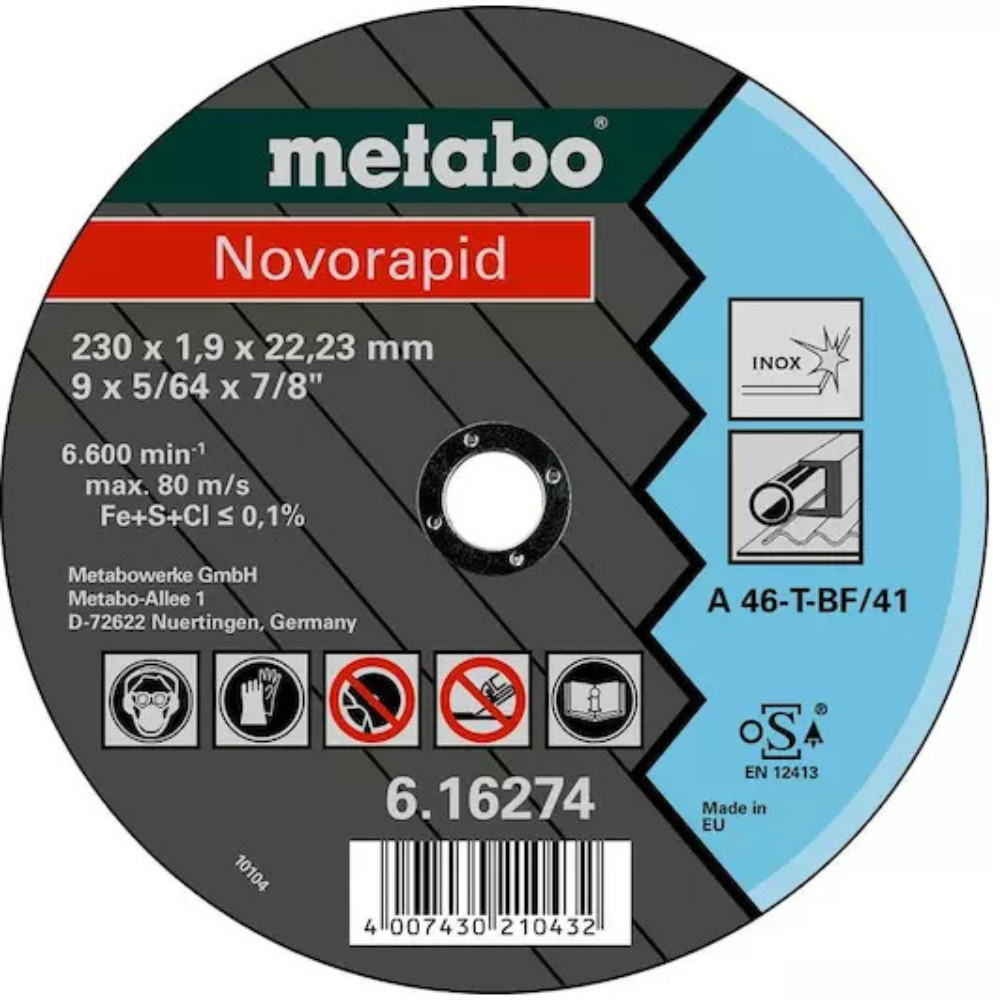 Metabo - Rezna ploča ravna Novorapid 115 × 1,0 × 22,23 mm - 616270000