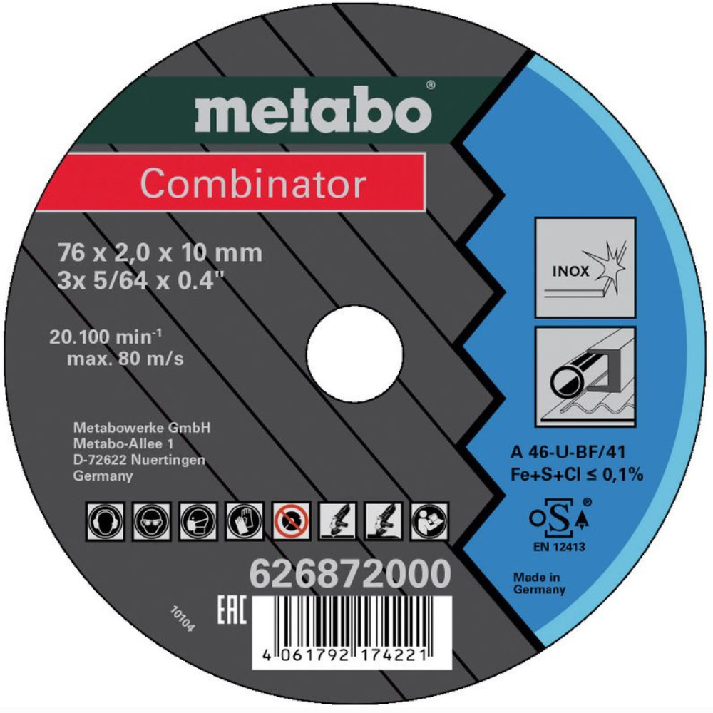 Metabo - Rezna/brusna ploča 76 mm "Combinator" Inox, pakovanje od 3 komada - 626872000