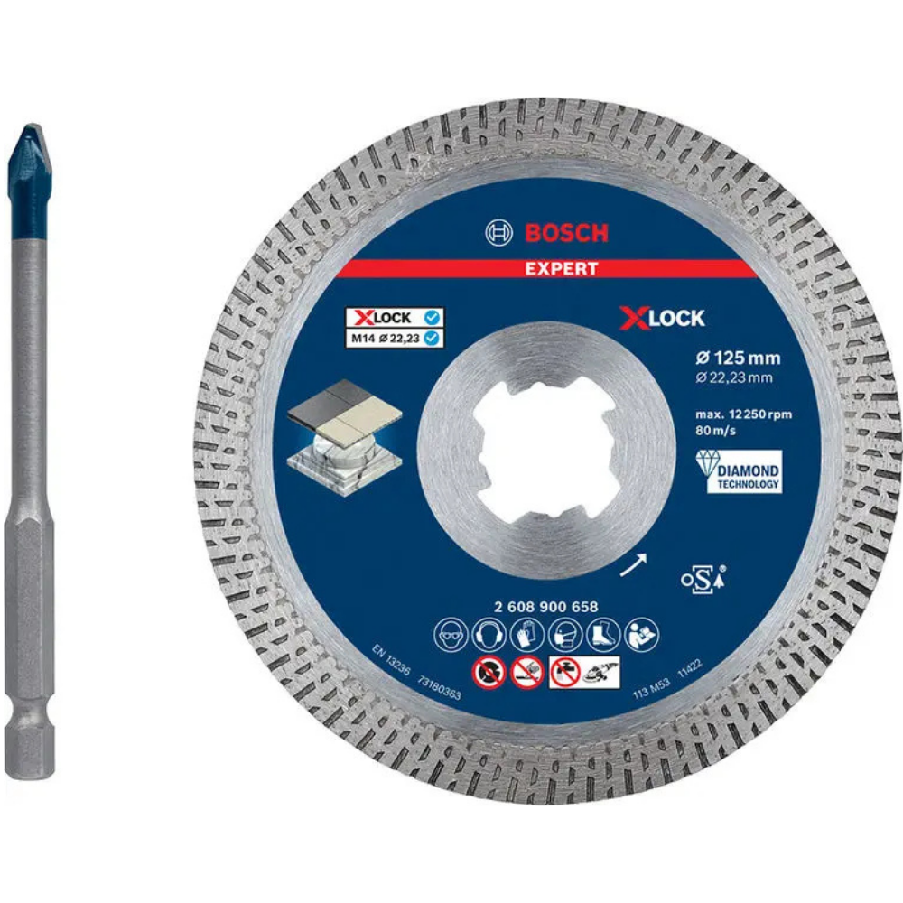 Bosch - Set, Rezna dijamantska ploča Expert Hard Ceramic, 125 mm, HEX-9 Hard Ceramic burgija - 061599765S