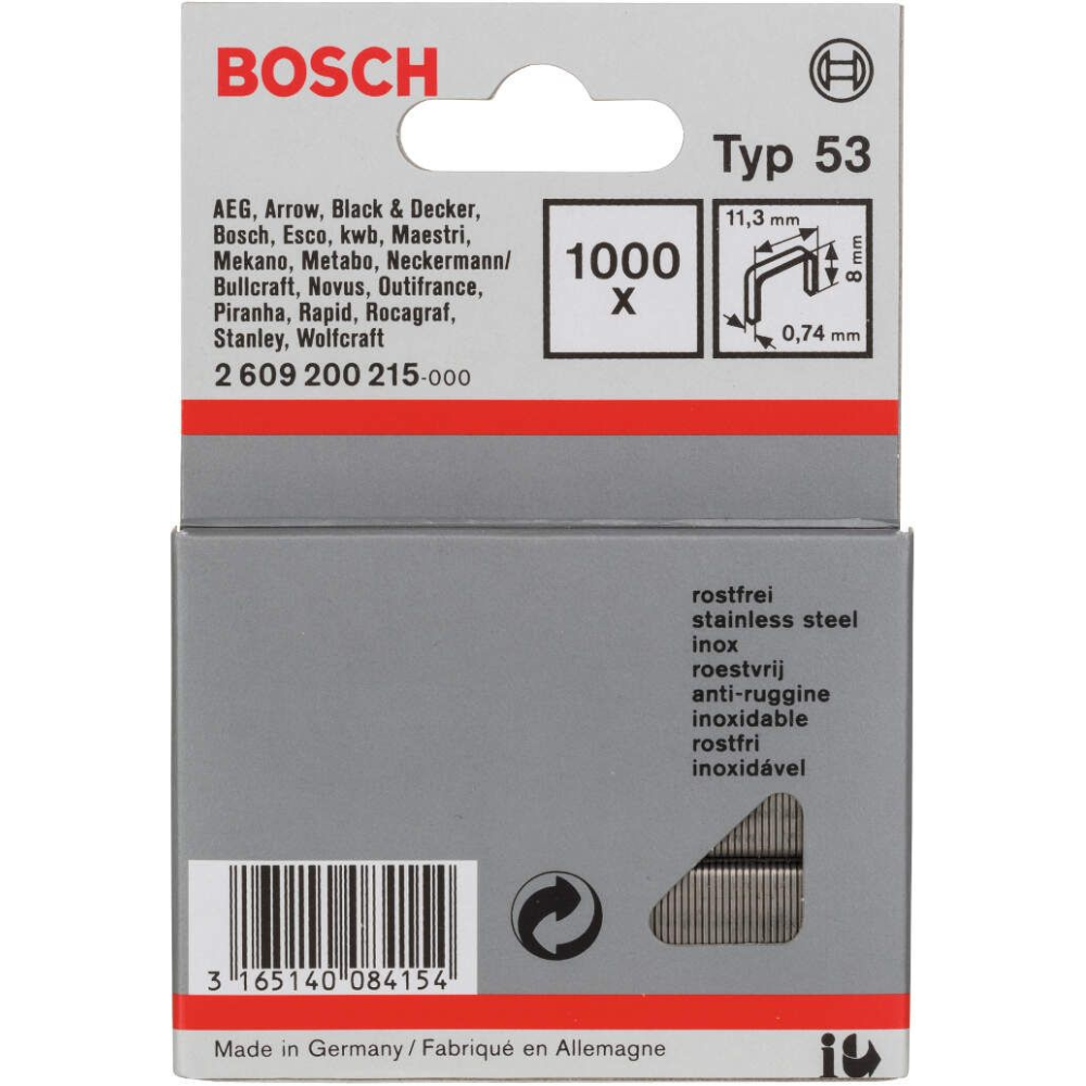 Bosch - Spajalica od tanke žice tip 53, nerđajuća Tip 53; dužina 8 mm - 2609200215