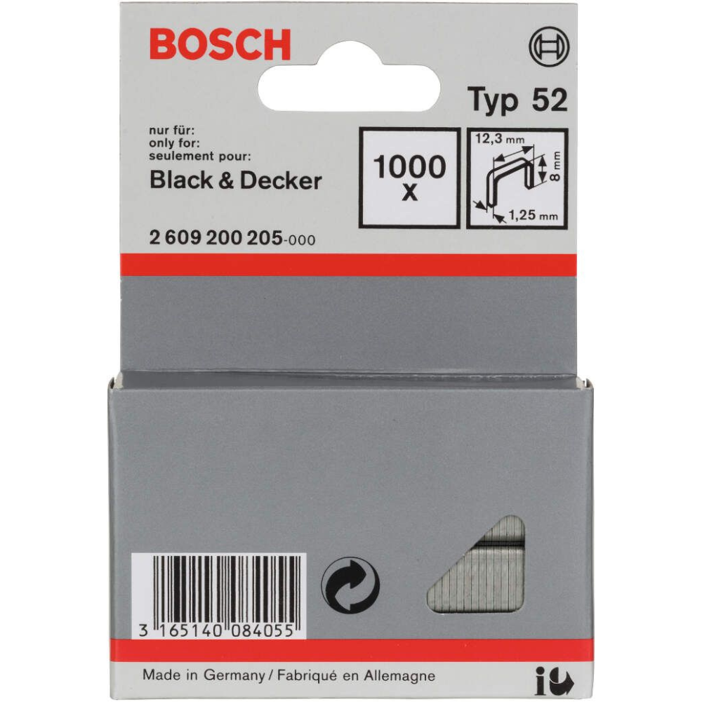 Bosch - Spajalica od tanke žice tip 52 12,3 x 1,25 x 8 mm - 2609200205
