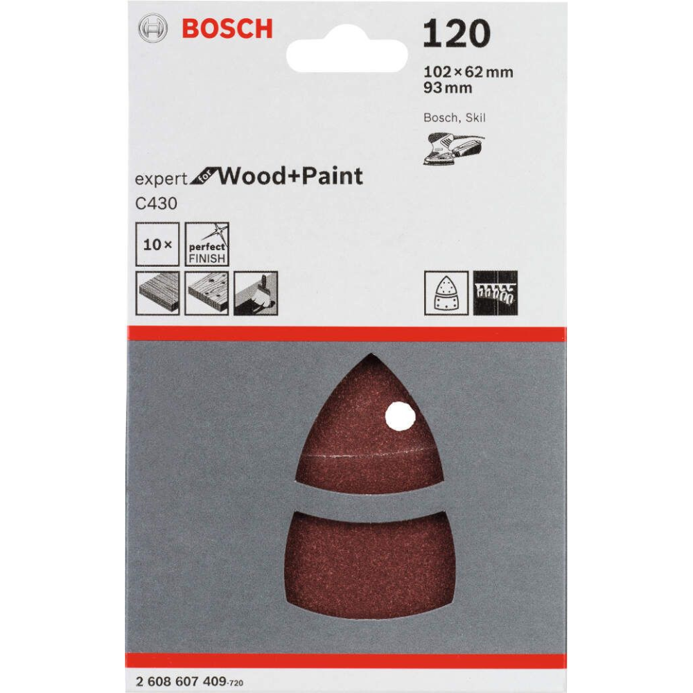 Bosch - 10-delni set brusnih listova C430 102 x 62, 93 mm, 120, pakovanje od 10 komada - 2608607409