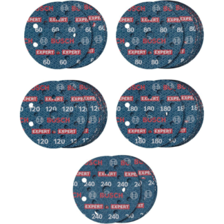 Bosch - EXPERT O780 set brusnih ploča sa folijom, 125 mm, G60 (5x); G80 (15x); G120 (15x); G180 (15x); G240 (5x), 55 komada - 2608902429