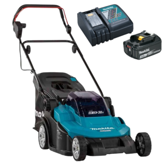 Makita Akumulatorska kosilica 18V sa setom 3 akumulatora 18V (2×5Ah + 3Ah) sa 2 brza punjača, DLM432PT2+BL1830B+DC18RC